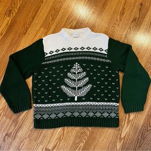 Liz Claiborne Sport Green White Christmas‎ Tree Sweater XL